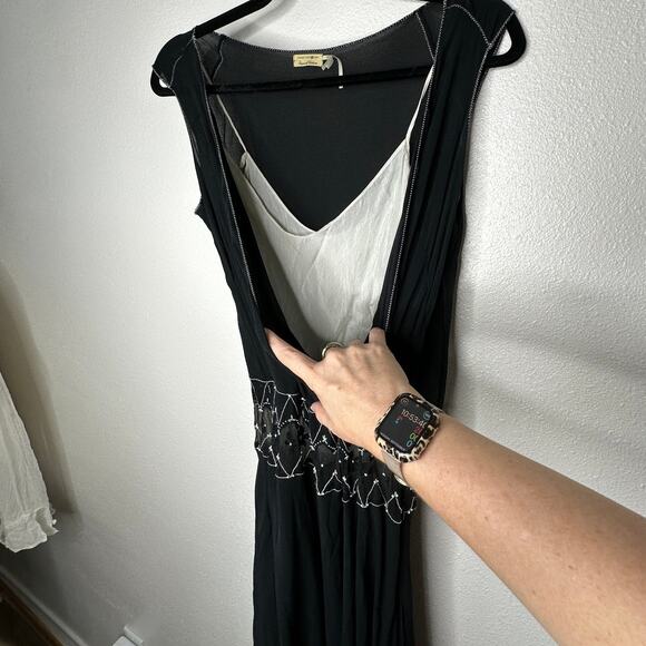 Vintage Max Studio Special Edition Black Ivory Sheer Silk Embroidered Dress S - Picture 5 of 15
